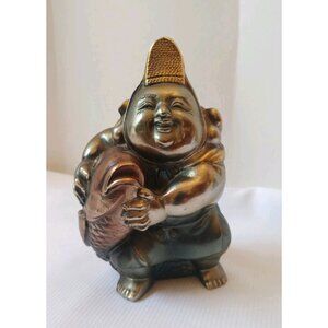 Ebisu Sculpture  God of Wealth And Prosperity And Luck 7"1/4 Tall